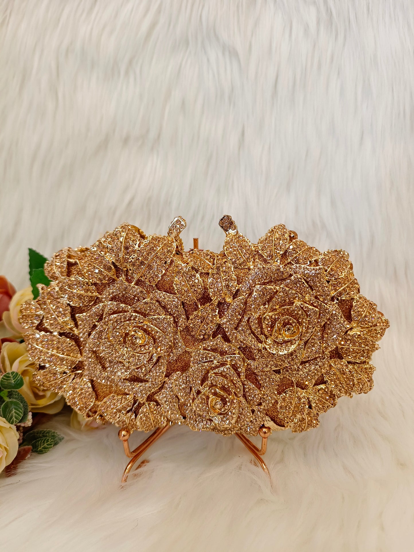 Floral Rhinestone Evening Clutch