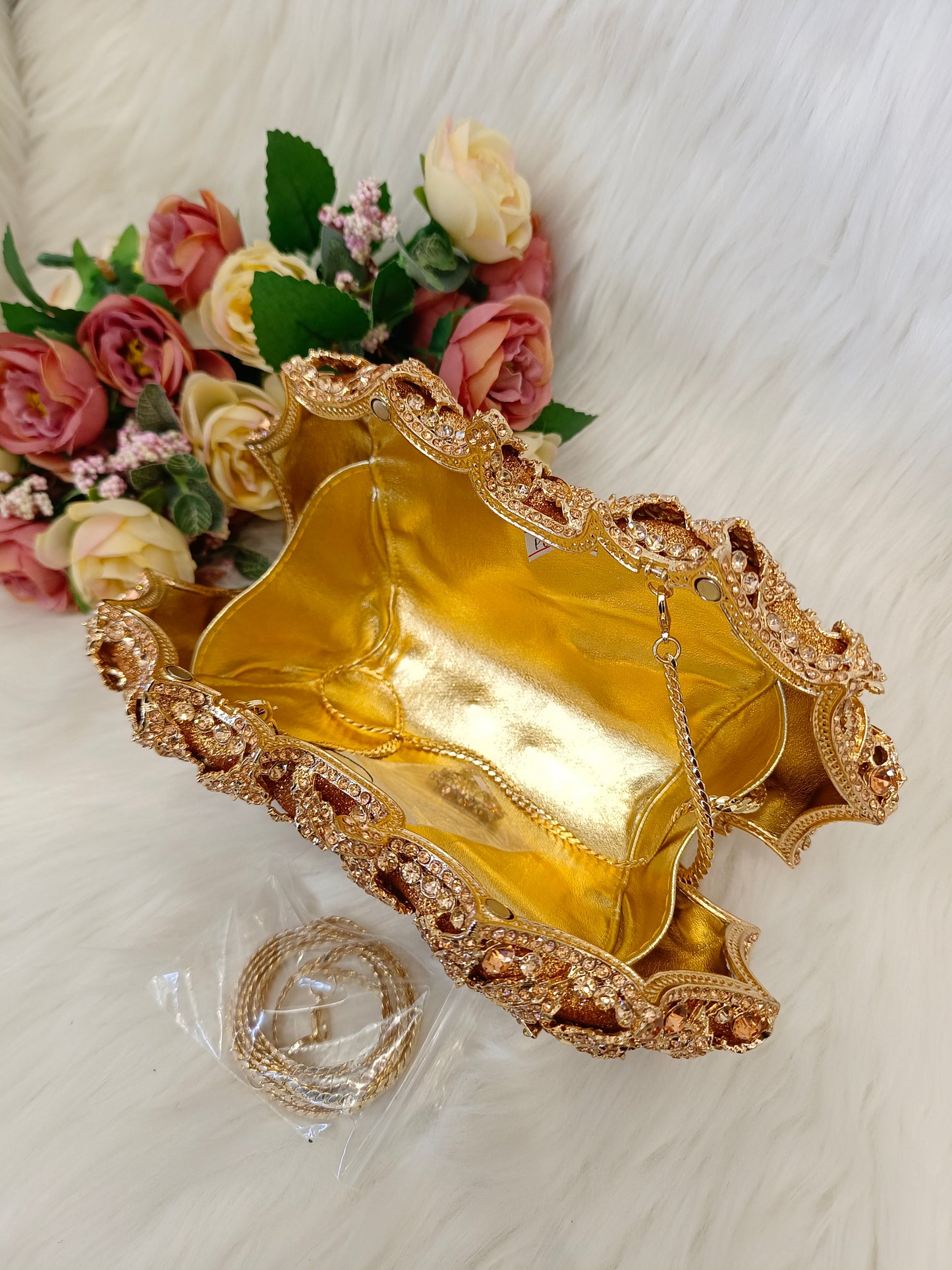 Floral Rhinestone Evening Clutch