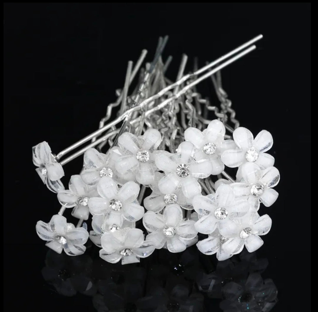 Flower and Rhinestone Bridal Pin (10 pcs)
