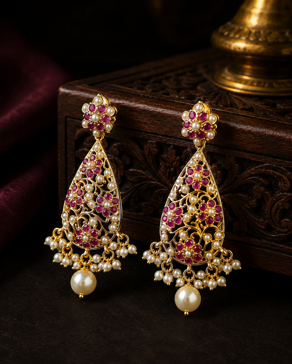 Traditional ruby earrings