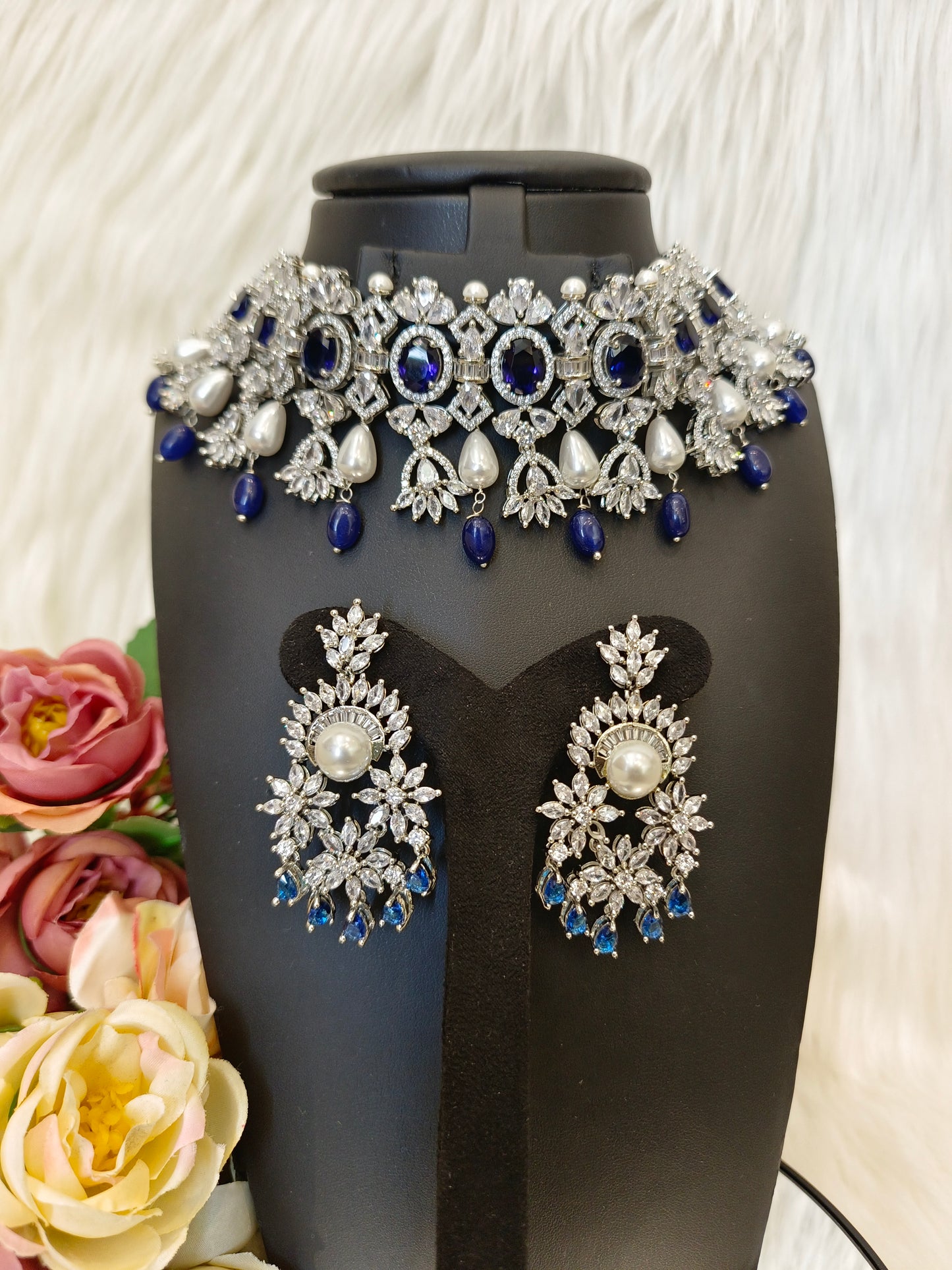 Luxury Pearls and Diamond Choker Set