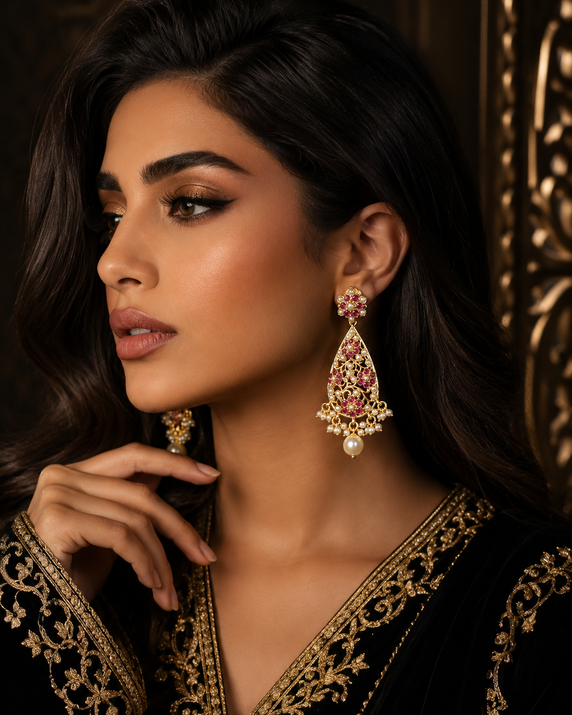 Traditional ruby earrings