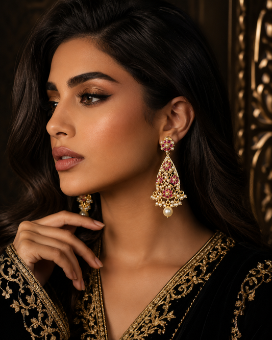 Traditional ruby earrings